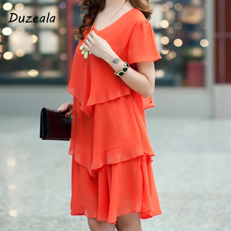 Customizable Women Clothing Chiffon Dress Summer Dresses Party Short Sleeve Casual dress De Festa Blue Black Robe