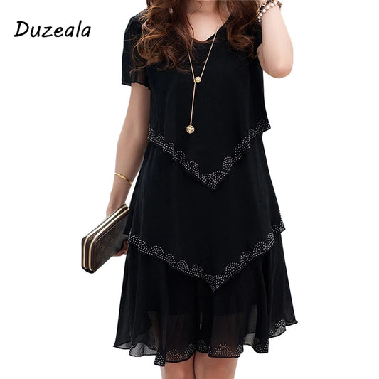 Customizable Women Clothing Chiffon Dress Summer Dresses Party Short Sleeve Casual dress De Festa Blue Black Robe