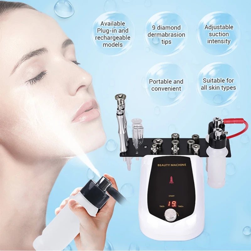 3 IN 1 Diamond Water Spray Suction Blackhead Microdermabrasion hydra-Facial Beauty Machine Exfoliation Face Peeling Skin Tools