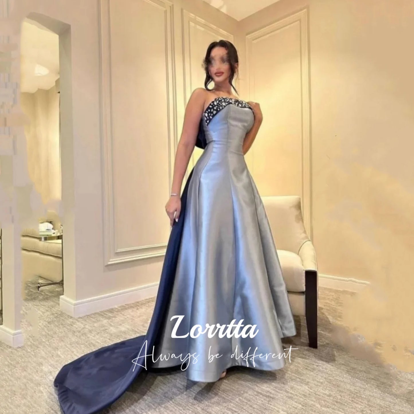 Lorrtta A-Line Prom Evening Dresses Formal Strapless Beading Party Dress Saudi Arabia Cocktail Night Prom Gown Customized