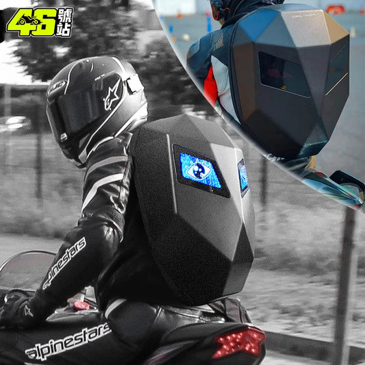 Knight Cycling LED Backpack with Eye Motorcycle Helmet Bluetooth APP Control Waterproof Hard Shell Laptops cool Bags LED Mochila