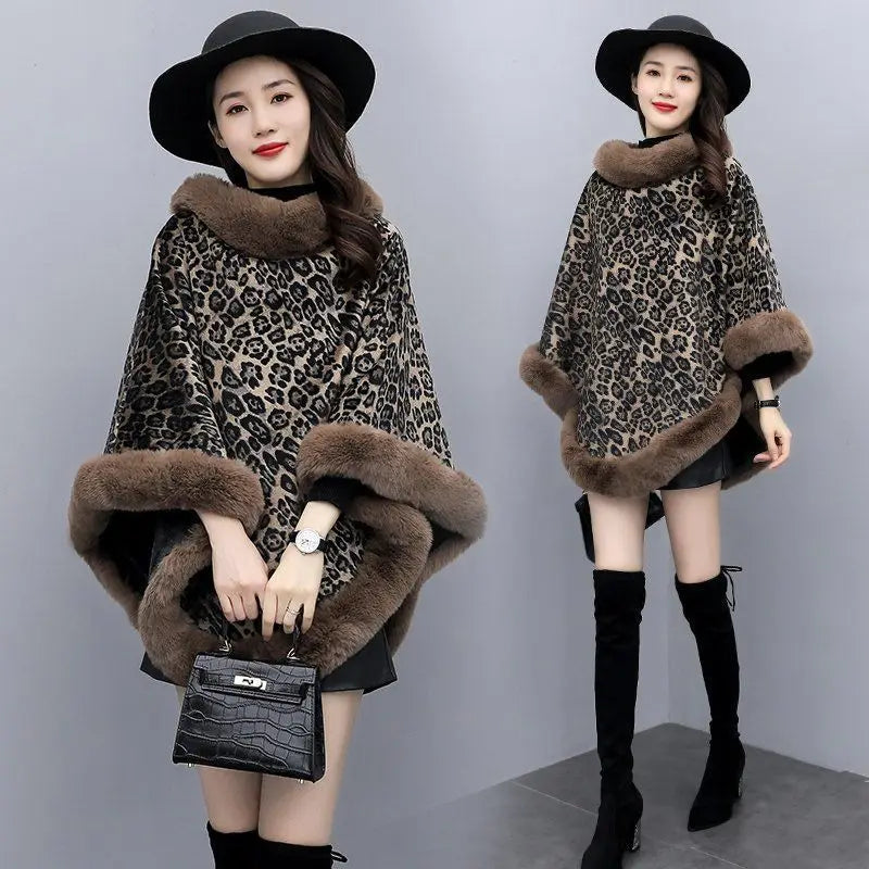 Fashion Shiny Paillette Faux Rex Rabbit Fur Cape Coat Women Winter Thicken Lining Warm Party Dress Cloak Shawl Women Wraps New