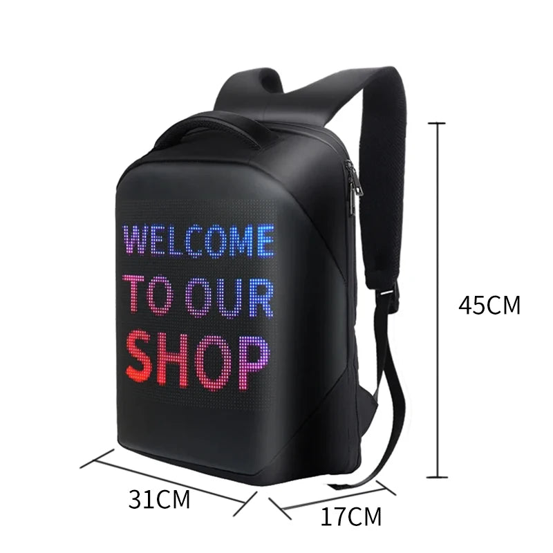 Knight Cycling LED Backpack with Eye Motorcycle Helmet Bluetooth APP Control Waterproof Hard Shell Laptops cool Bags LED Mochila