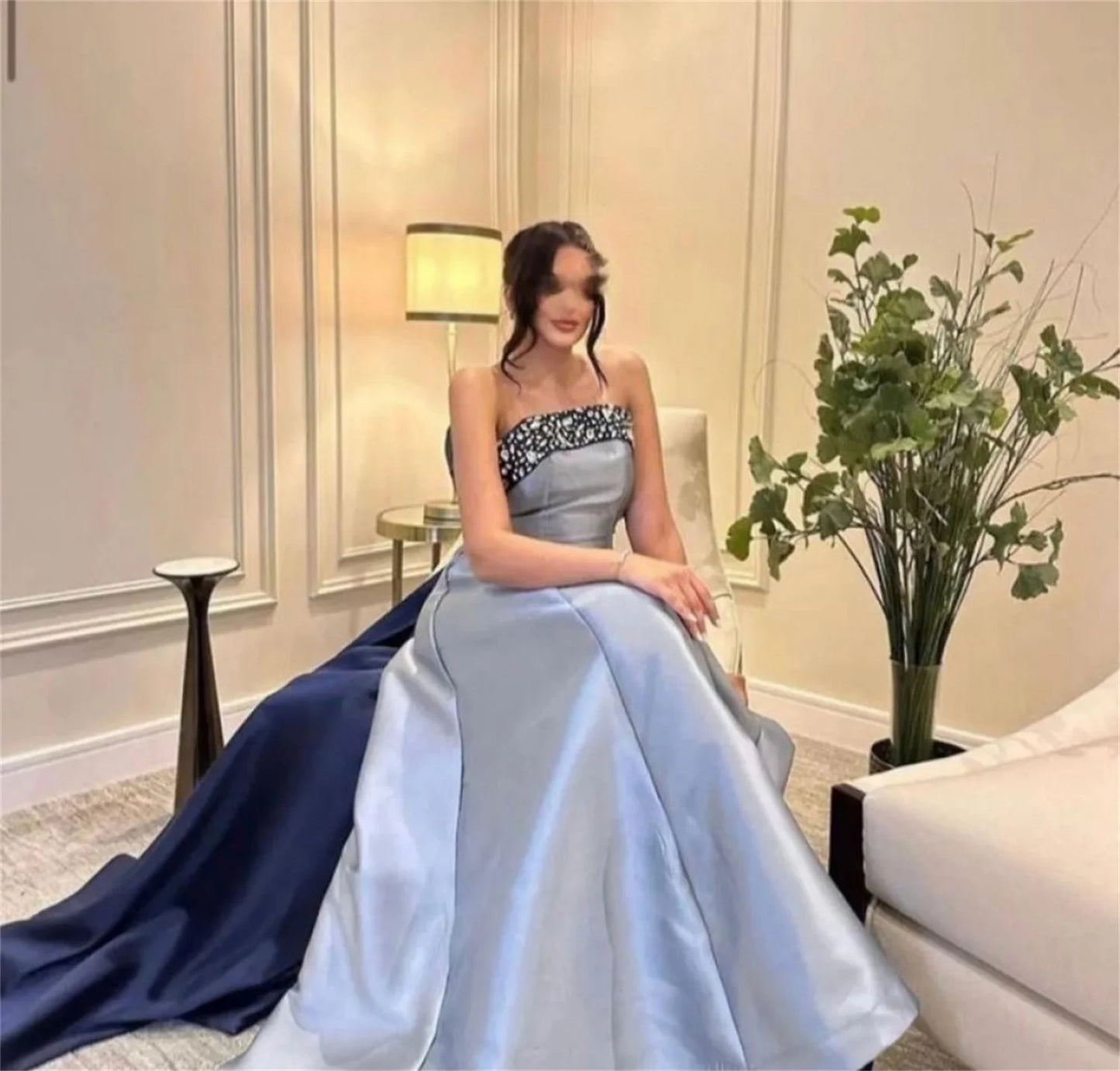 Lorrtta A-Line Prom Evening Dresses Formal Strapless Beading Party Dress Saudi Arabia Cocktail Night Prom Gown Customized