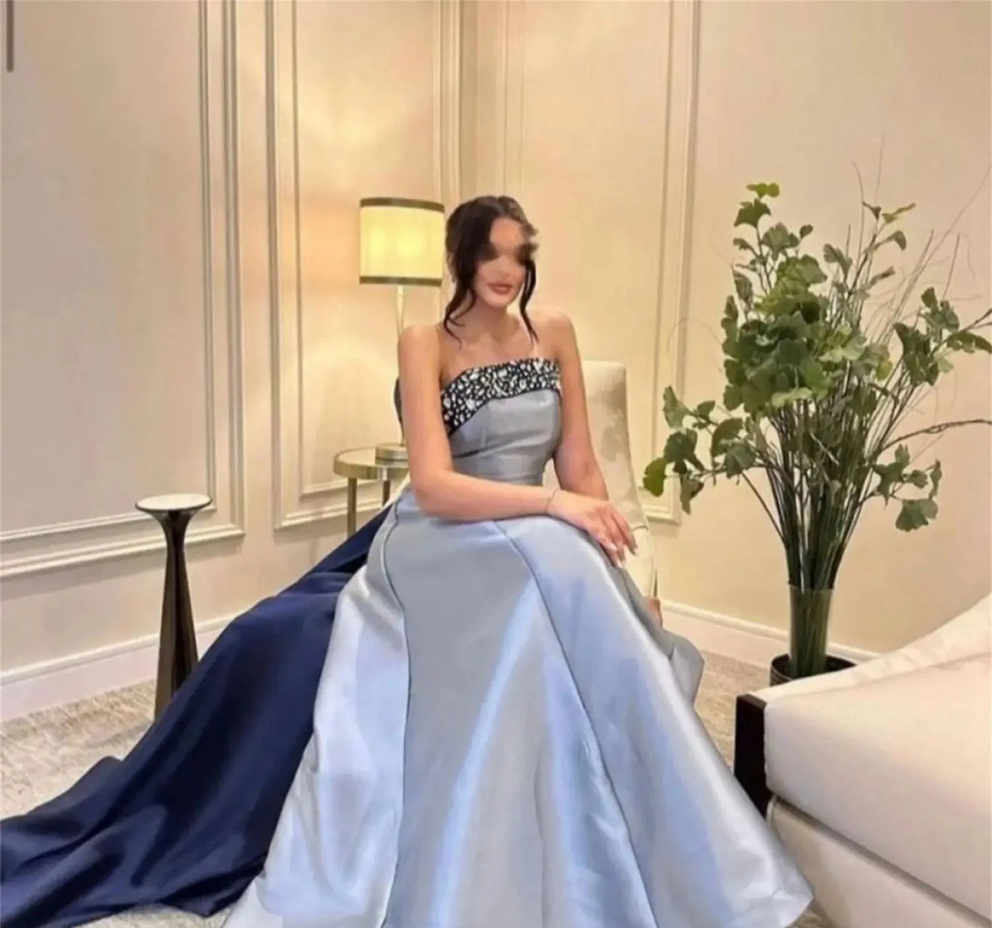 Lorrtta A-Line Prom Evening Dresses Formal Strapless Beading Party Dress Saudi Arabia Cocktail Night Prom Gown Customized