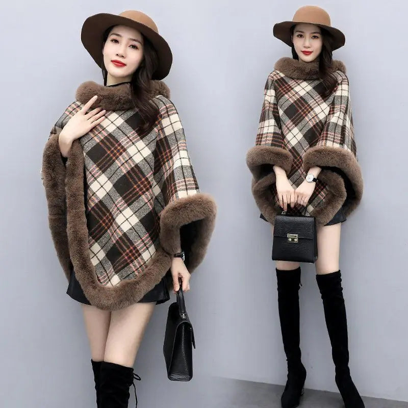 Fashion Shiny Paillette Faux Rex Rabbit Fur Cape Coat Women Winter Thicken Lining Warm Party Dress Cloak Shawl Women Wraps New